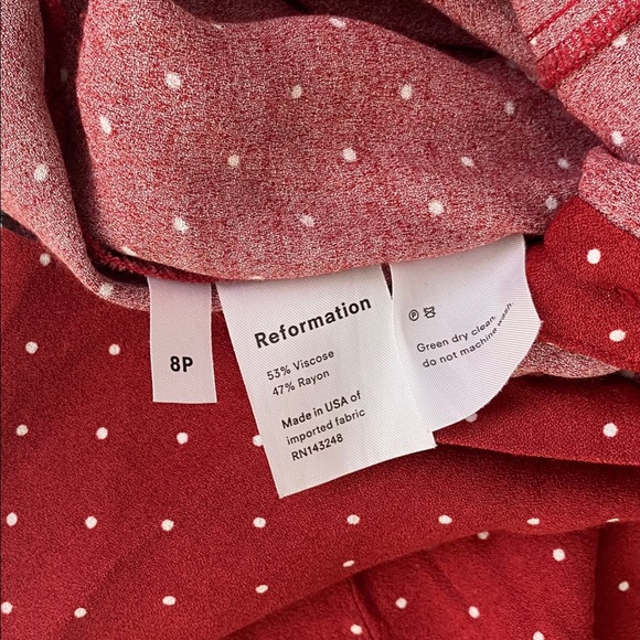 Reformation Red Polka Dot Button Skirt 8P - Picture 5 of 7